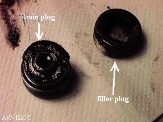dirty drain plug and dirty filler plug